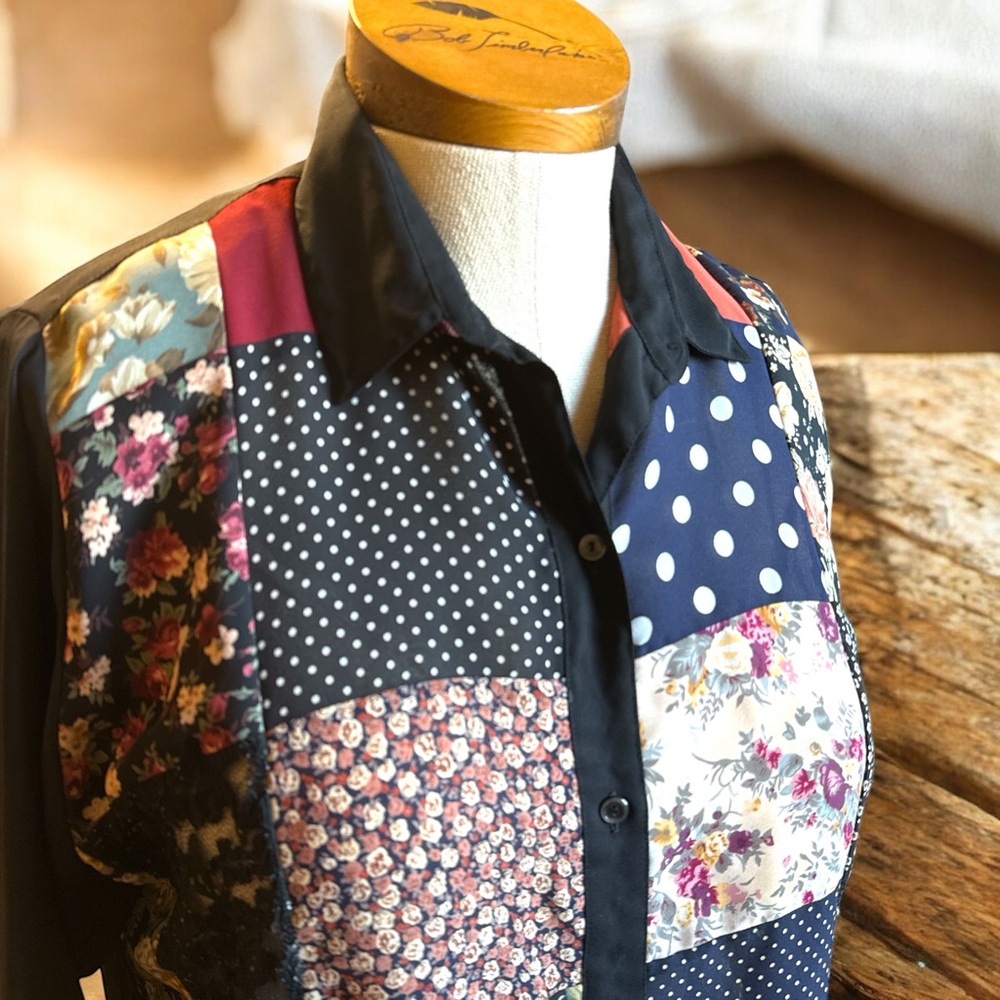 Express Women's Patchwork Blouse - Multicolor - image 2